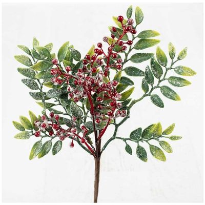 Factory Direct Craft Group of 4 Artificial Snowy Berry Christmas Stems for Holiday Decorating and Winter Floral Displays