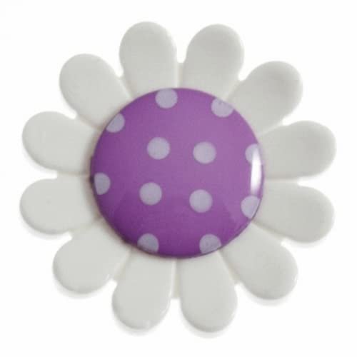 Hemline Flower Shape Buttons Purple 23mm - per Pack of 2