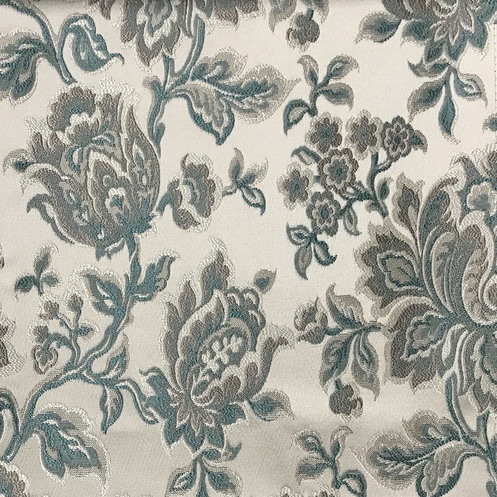 Decora Furnishings Luxurious Premium Jacquard Floral Design Furnishing Fabric for Upholstery, Window Treatments, Craft - Width 54 inches - Fabric by The Yard (Sapphire Blue)