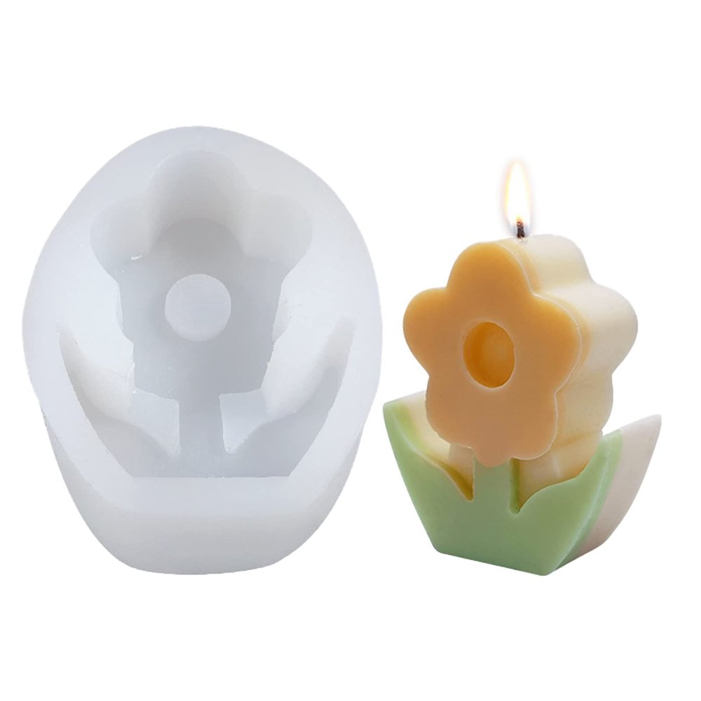 Flowers Candle Mold, Unique Candle Molds for Candle Making, Cute Minimalist Candle molds Epoxy Mold for DIY Desk Decor, Home Table Romantic Decoration (Flowers 2)