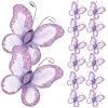 50pcs Purple Butterflies DIY Mesh Glitter Craft Butterfly Wall Decor Wedding Decorations for Wedding Party Cake Ornaments view 1