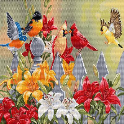 Luca-S Cross Stitch Kit - Backyard Birds with Daylilies, BU5024