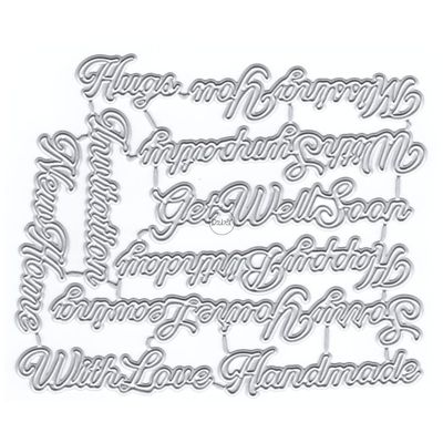DzIxY Happy Birthday Hugs Words Metal Cutting Dies for Card Making Kit Embossing Paper Die Cuts Scrapbook Machine Stencils Storage Pockets Supplies