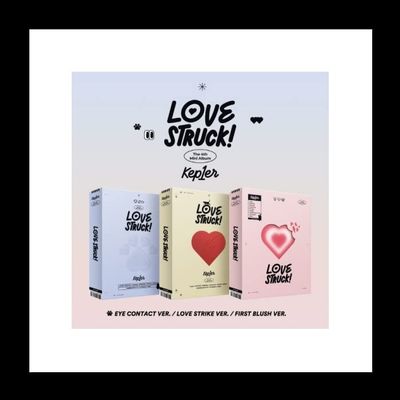 Kep1er LOVESTRUCK! 4th Mini Album CD+Folded poster on pack+Photobook+Postcard+Tattoo sticker+Hidden message card+Photocard+Tracking Sealed (SET(EYE CONTACT+LOVE STRIKE+FIRST BLUSH))