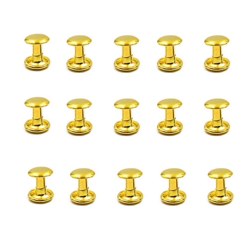 100 Sets Metal Double Cap Rivets Stud Round Nail Rivet,Gold,9x9mm