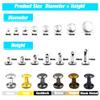 100 Sets Metal Double Cap Rivets Stud Round Nail Rivet,Gold,9x9mm view 3