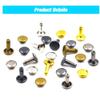 100 Sets Metal Double Cap Rivets Stud Round Nail Rivet,Gold,9x9mm view 4