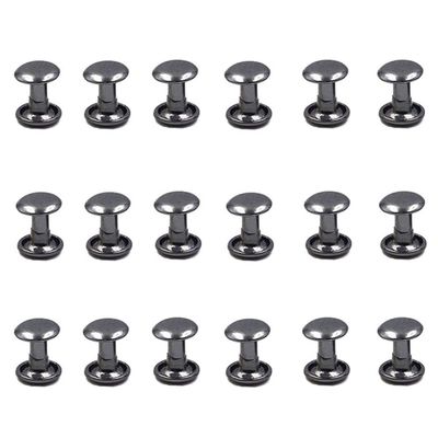 100 Sets Metal Double Cap Rivets Stud Round Nail Rivet,Gunblack,15x8mm