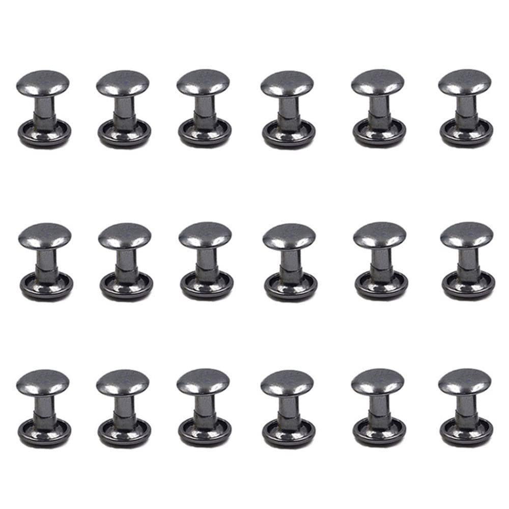 100 Sets Metal Double Cap Rivets Stud Round Nail Rivet,Gunblack,15x8mm