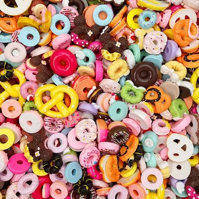 100pcs Cute Slime Charms Mixed Set Resin Flatback for DIY Craft Making and Ornament Scrapbooking Beads Assorted Candy Fruit Cake Christmas Gifts Trellis Resin Ornament Kit Making Supplies