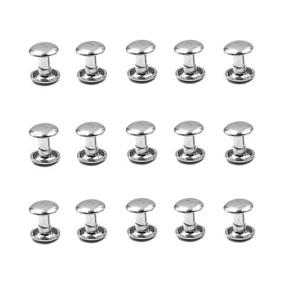 100 Sets Metal Double Cap Rivets Stud Round Nail Rivet,Silver,9x6mm