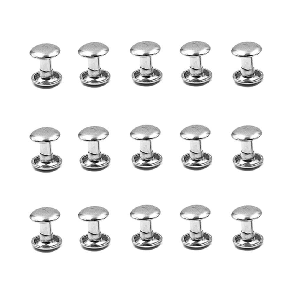 100 Sets Metal Double Cap Rivets Stud Round Nail Rivet,Silver,9x6mm