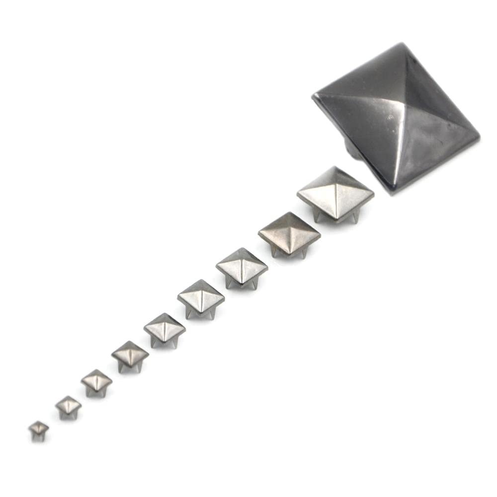 4 Claw Pyramid Rivet Square Rivets Studs Spike Nailheads Leathercraft DIY,Gun Black,10mm 100PCS