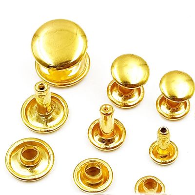 100Sets Metal Double Cap Rivets Stud Round Nail Spike,Gold,12x7mm