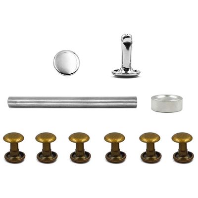 100 Sets Metal Double Cap Rivets Stud Round Nail Button with Tool,Copper,6x12mm