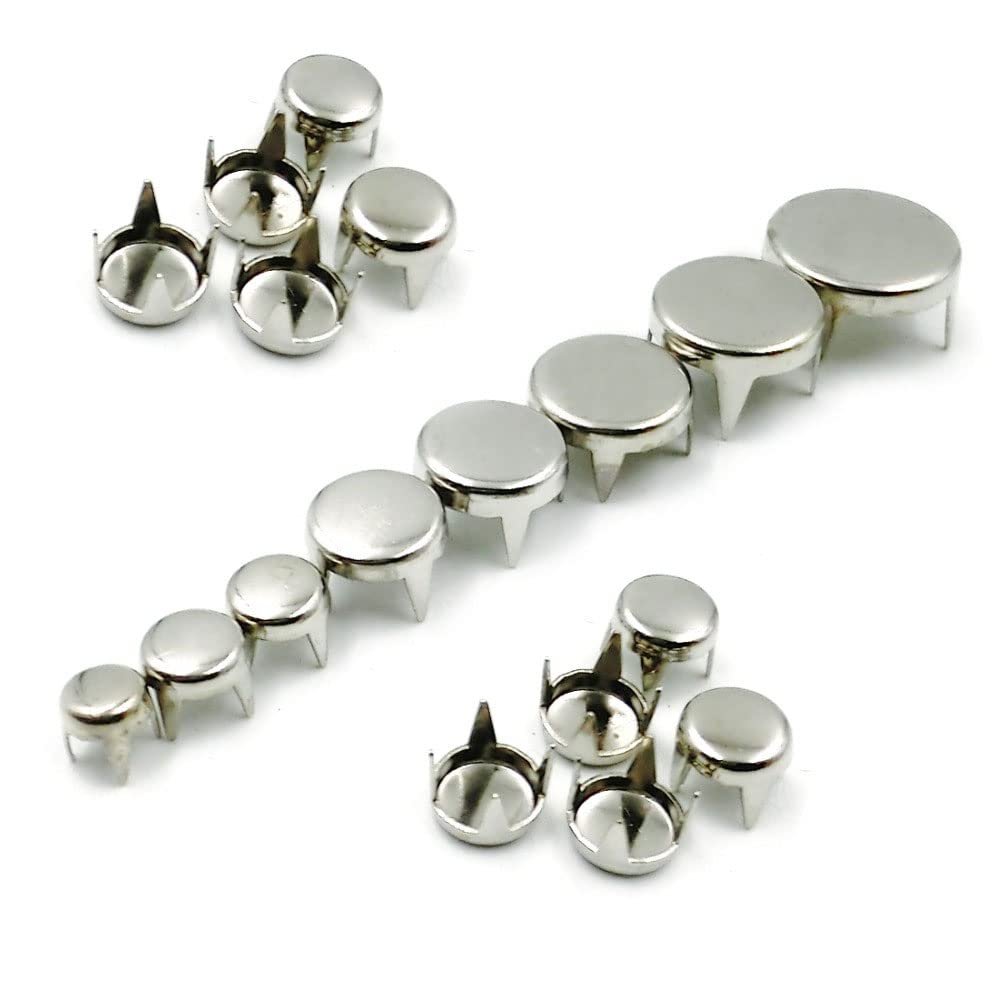 100PCS 4 Claw Flat Spike Rivets Studs Spots Nailhead Punk Rock DIY Leather Craft,Silver,7mm