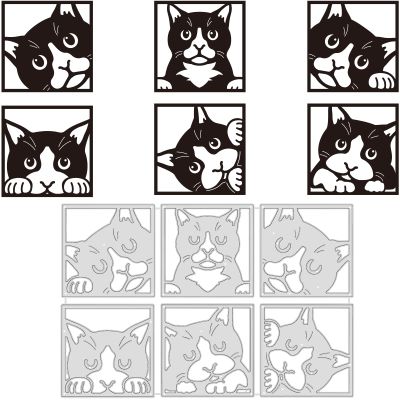 BENECREAT 6 Styles Animal Cat Metal Die Cuts, "Peeking" Cat Cutting Dies Stencils for DIY Scrapbooking Card Making Album Decorative Art Crafts, 18.1x12cm/ 7.12x4.7 Inch
