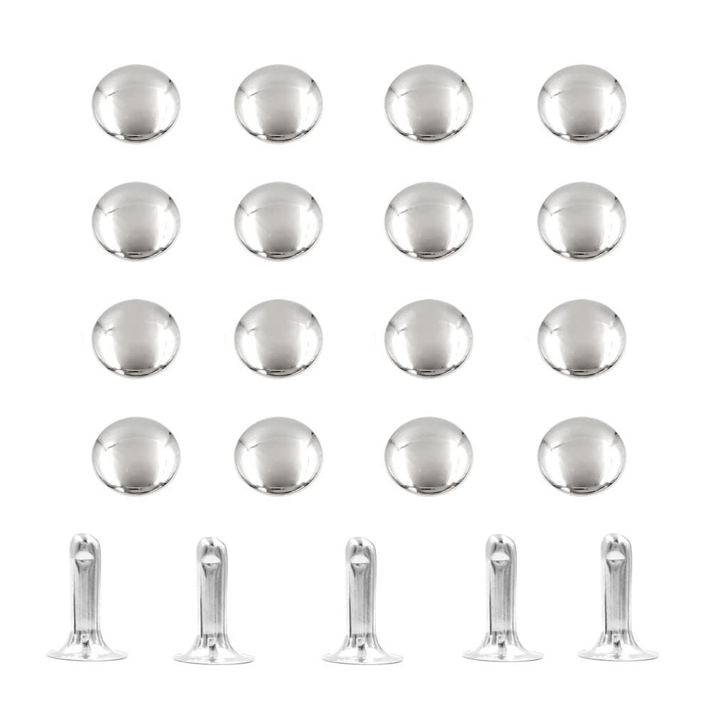 100Sets Metal Round Rivet Single Cap Rivets Studs,Silver,8mm