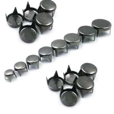 100PCS 4 Claw Flat Spike Rivets Studs Spots Nailhead Punk Rock DIY Leather Craft,Gun Black,6mm