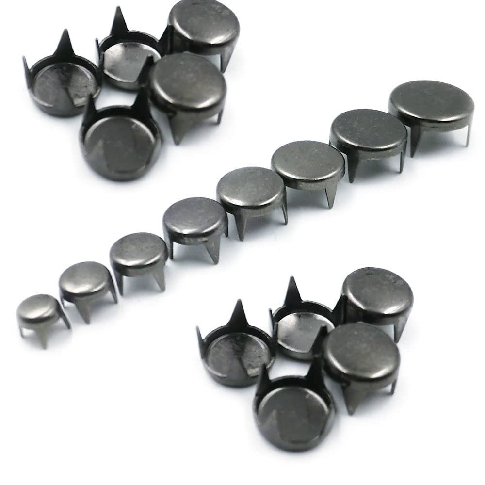 100PCS 4 Claw Flat Spike Rivets Studs Spots Nailhead Punk Rock DIY Leather Craft,Gun Black,6mm