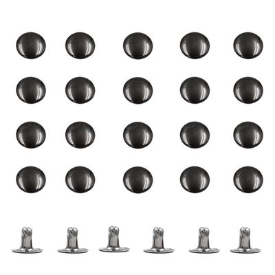 100Sets Metal Round Rivet Single Cap Rivets Studs,Gunblack,15mm