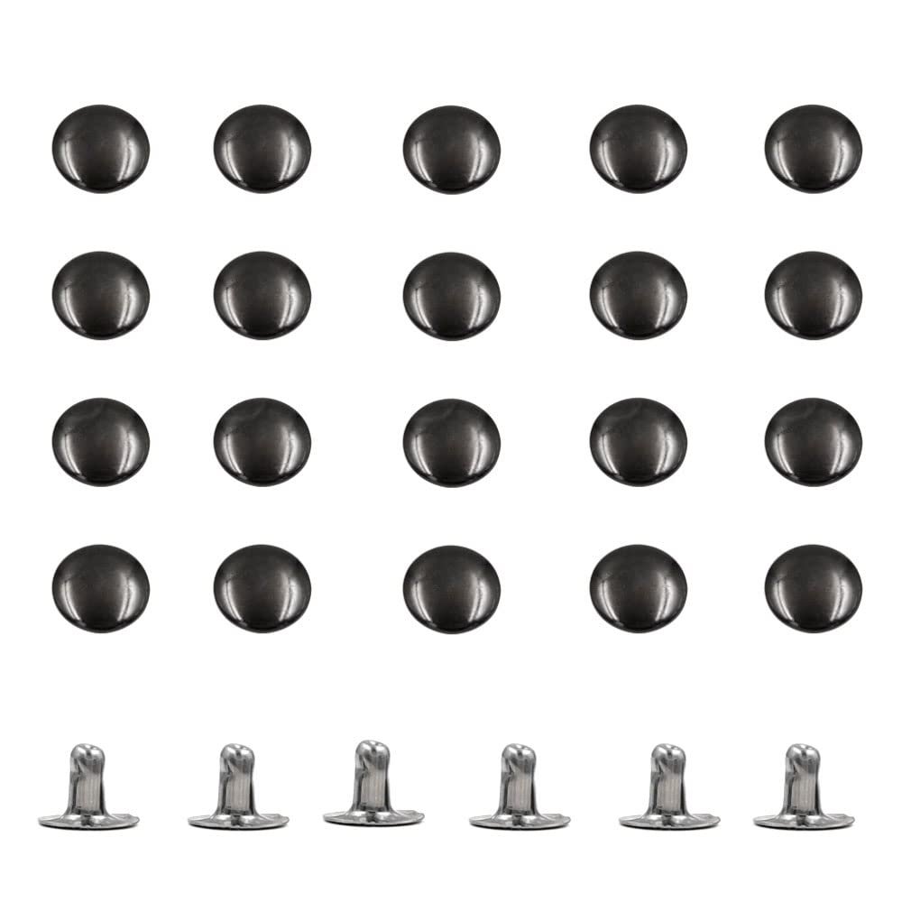100Sets Metal Round Rivet Single Cap Rivets Studs,Gunblack,15mm
