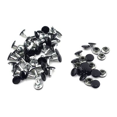 100sets Metal Double Cap Rivets Studs Round Head Leather Craft,Bright black,66mm(cappost)