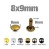 100Sets Metal Double Cap Rivets Stud Round Nail Spike,Gun Black,8x9mm view 2