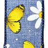 Homeford Daisies and Butterflies Faux Linen Wired Ribbon, 1-1/2-inch, 10-Yard, Denim view 2