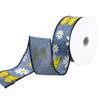 Homeford Daisies and Butterflies Faux Linen Wired Ribbon, 1-1/2-inch, 10-Yard, Denim view 3