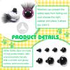 TOAOB 28pcs Plastic Safety Eyes 12mm to 30mm Glitter Safety Eyes with Washers and Black Eyelashes for Amigurumis Craft Crochet Eyes for DIY Puppet Stuffed Animals Doll Making view 3
