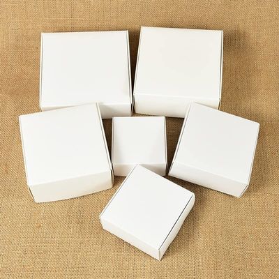 Kraft Paper Gift Box Marbling Style DIY Handmade Candy Chocolate Packaging Birthday Party Wedding Decoration Christmas Gift 6pcs (Color : White Blank, Size : 7.5x7.5x3cm)