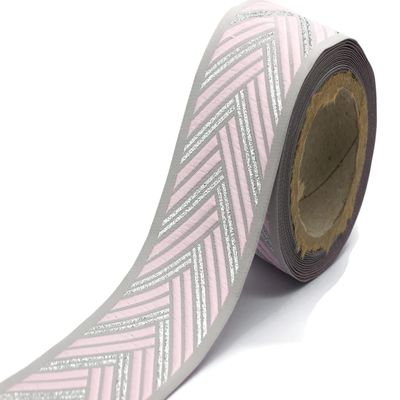 3.8 Yard Spool 2.67 inches Grey Pink Geometric Embroidered Drapery Trim Jacquard Ribbon for Your Drapes Curtains Drapery Banding Trim Tape V3 180