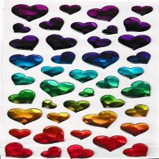 Colored Epoxy Heart Stickers 42 Pieces