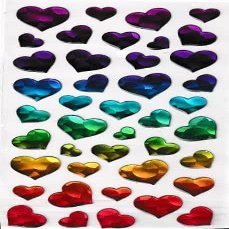 Colored Epoxy Heart Stickers 42 Pieces