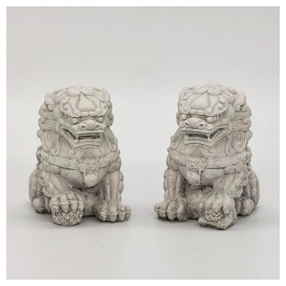 CHALKE Chinese Style Stone Lion Statue Mold, 5.5cm Cement Silicone Mold 3D Auspicious Stone Lion Concrete Mold Cement Plaster Clay Mold