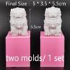 CHALKE Chinese Style Stone Lion Statue Mold, 5.5cm Cement Silicone Mold 3D Auspicious Stone Lion Concrete Mold Cement Plaster Clay Mold view 2