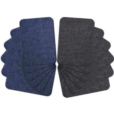 Guokuai 12 Pieces Premium Quality Fabric Iron on Patches for Clothing Repair Jeans Shades of Blue Inside Jeans & Clothing Repair 3" x 4.25" (7.5 cm x 10.5 cm) (Black Dark Blue)