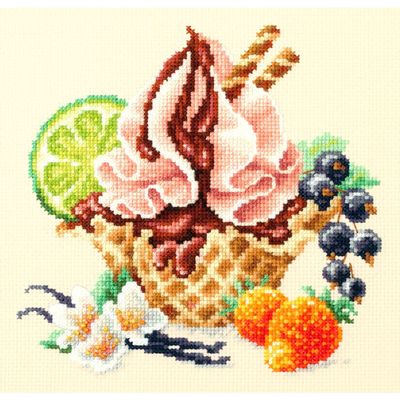 Magic Needle Zweigart Edition Counted Cross Stitch kit Vanilla Ice Cream, 17 x 17cm