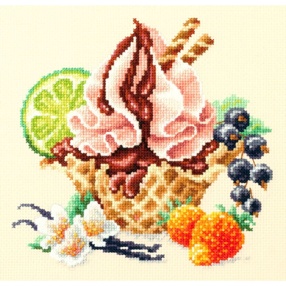 Magic Needle Zweigart Edition Counted Cross Stitch kit Vanilla Ice Cream, 17 x 17cm