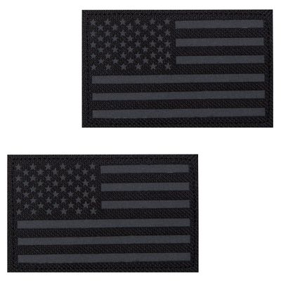 2Pcs IR Reflective Tactical Morale Flag Patch American Flag US United States of America Military Uniform Emblem Patches Balck