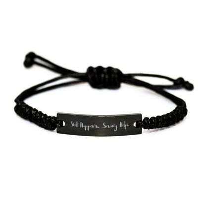 Shit Happens. Sewing Helps. Black Rope Bracelet, Sewing Engraved Bracelet, Inappropriate Gifts For Sewing, Hobby supplies, Hobby equipment, Hobby tools, Hobby kits, Gift ideas for hobbyists, Gifts for