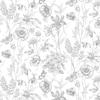 Timeless Treasures Graphite CD1812 White Butterscup Floral Sketch view 1