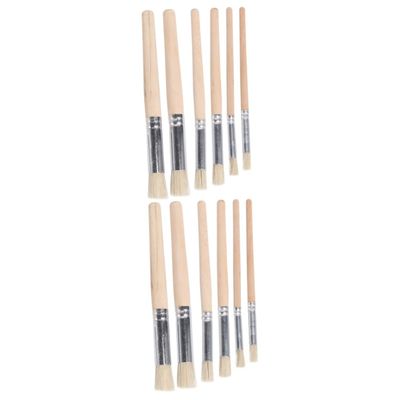 ibasenice 2 Sets 6pcs 6-Piece Art Pen Set Oil Painting Brush for Beginners Artists Log Painting Wooden Lubricious Boys and Girls
