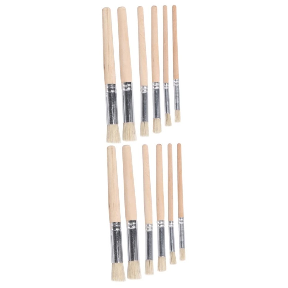 ibasenice 2 Sets 6pcs 6-Piece Art Pen Set Oil Painting Brush for Beginners Artists Log Painting Wooden Lubricious Boys and Girls