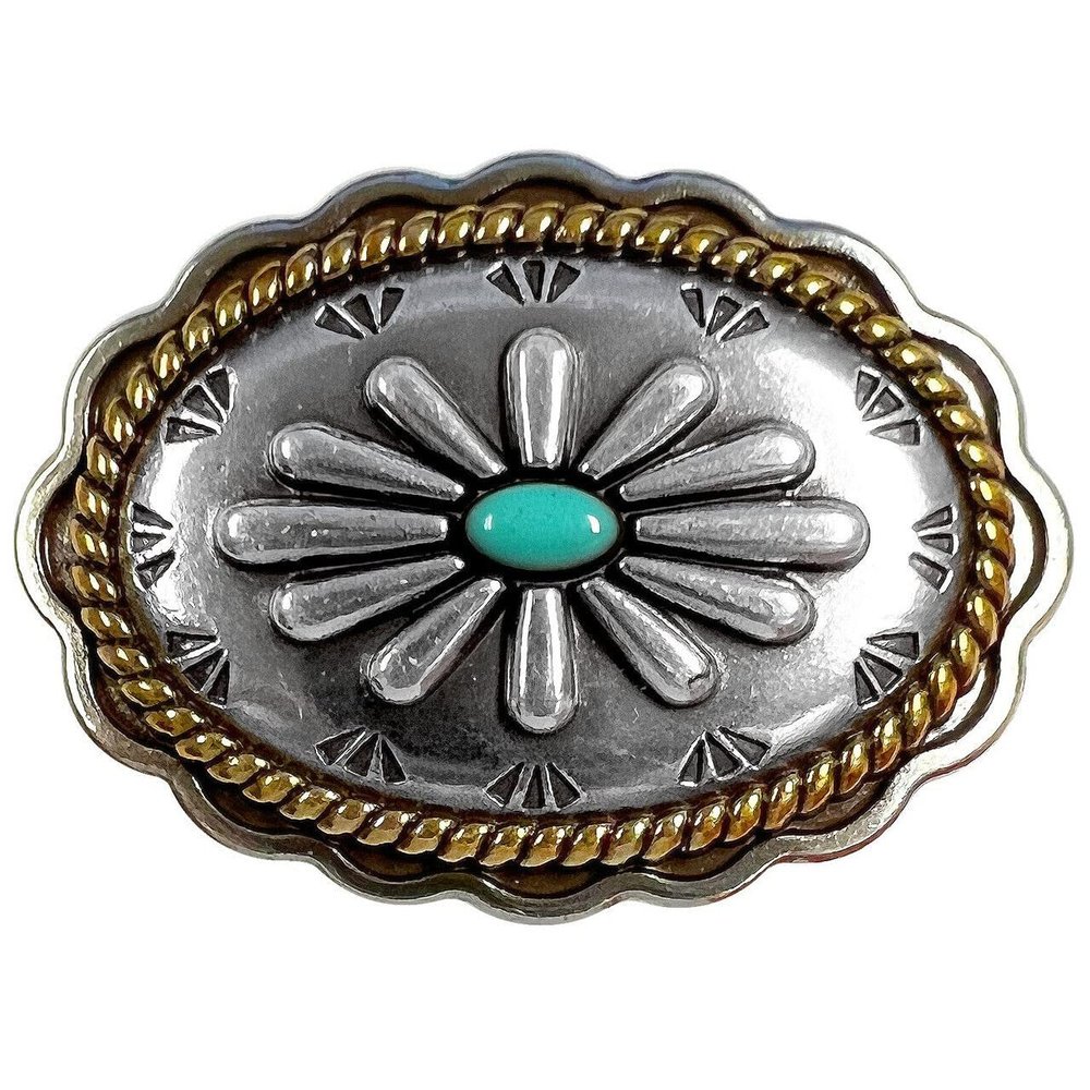 Conchos for Leathercraft Art Belt Tack Saddle Antique Gold Rope Edge Engraved Oval Conchos (1-1/4"x1-7/8"), Pack of 6 PCS