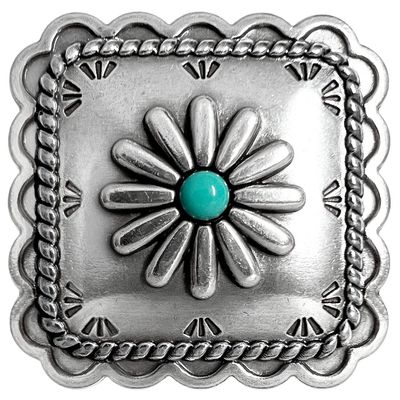 Conchos for Leathercraft Art Belt Tack Saddle Antique Rope Edge Engraved Square Conchos (Size 1-3/4"), Pack of 6 PCS