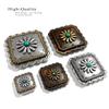 Conchos for Leathercraft Art Belt Tack Saddle Antique Rope Edge Engraved Square Conchos (Size 1-3/4"), Pack of 6 PCS view 2