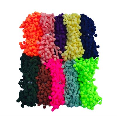 50 Yards Pom Pom Fringe Trim 10 Colors 12mm for Decoration DIY Crafts Sewing (3009 Mixed Color 9,12mm,50 Yards)
