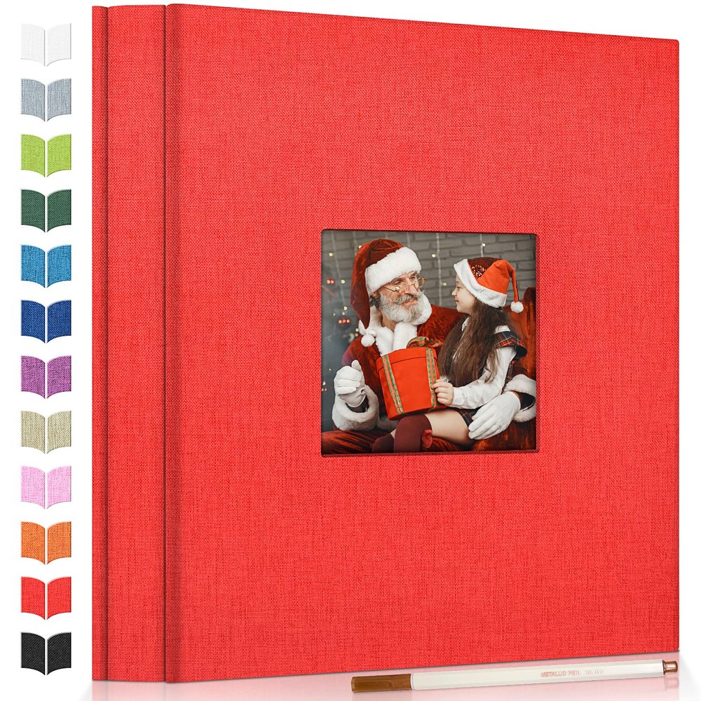Artfeel Photo Album Self Adhesive Scrapbook Album for 3x5 4x6 5x7 8x10 Pictures,40 Pages Linen Cover with Display Window DIY Photo Book,Ideal Gifts for Family Travel Wedding Baby